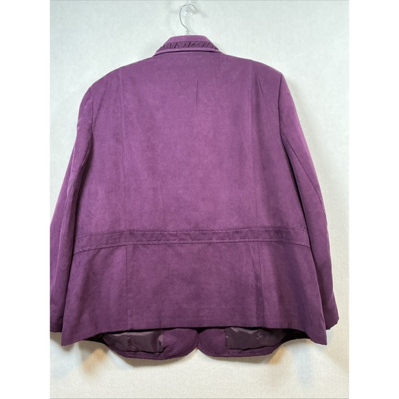 Alfred Dunner Woman Purple Faux Suede Ruffle Collar Blazer Jacket Plus Size 20W - Picture 3 of 6